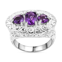 African Amethyst Ring in Sterling Silver (Size 5.5) 3.80 ctw