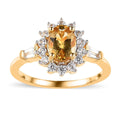 Premium Brazilian Heliodor, White Zircon Sunburst Ring in Vermeil YG Over Sterling Silver (Size 6.0) 1.25 ctw - Sticky add to cart bar
