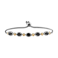 Thai Black Spinel Bolo Bracelet in 18K YG Plated, Platinum Bond and Stainless Steel 3.10 ctw