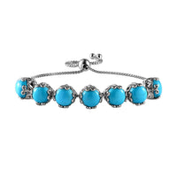 Sleeping Beauty Turquoise Bolo Bracelet in Platinum Over Sterling Silver (10.50 In) 11.10 ctw