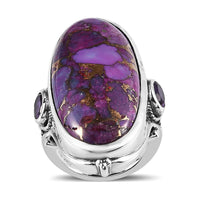 Mojave Purple Turquoise and African Amethyst Ring in Sterling Silver (Size 10.0) 32.75 ctw