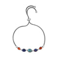 Multi Color Turquois Bracelet Bolo Bracelet in Sterling Silver and Stainless Steel (10.50 In) 3.75 ctw - Sticky add to cart bar