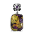 Artisan Crafted Tasmanian Stichtite and Amethyst Pendant in Black Oxidized Sterling Silver 9.90 ctw - Sticky add to cart bar