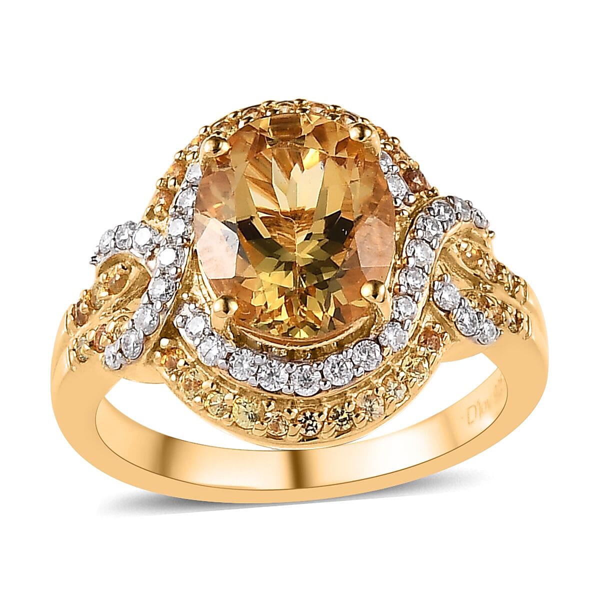 Premium Brazilian Heliodor, Multi Gemstone Ring in Vermeil YG Over Sterling Silver (Size 6.0) 2.85 ctw