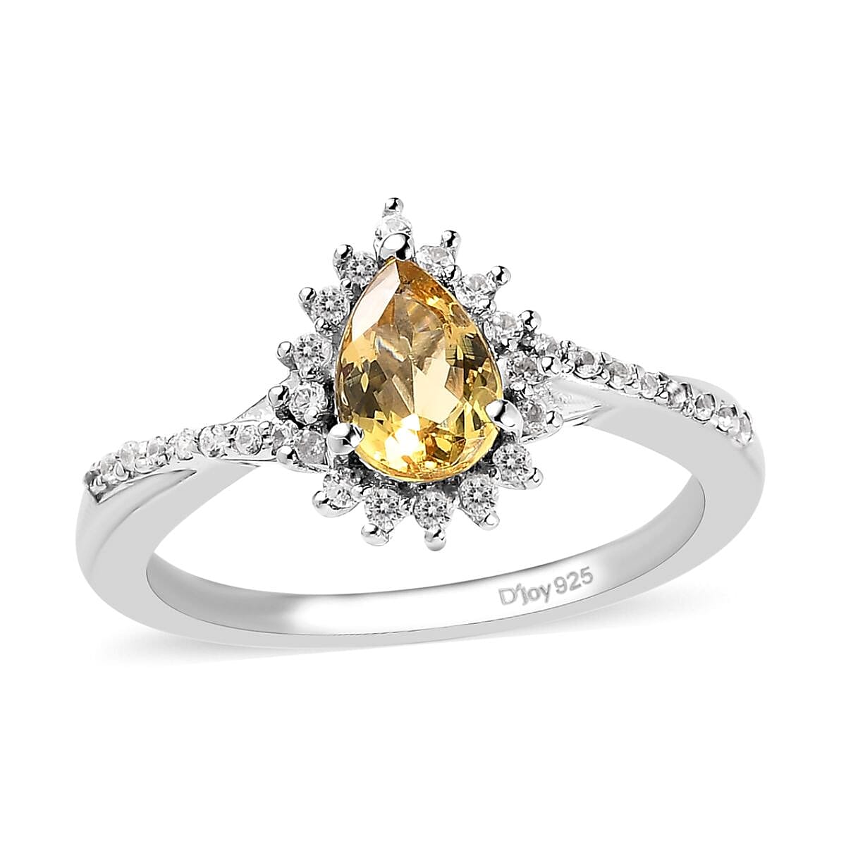 Premium Brazilian Heliodor and White Zircon Halo Ring in Platinum Over Sterling Silver (Size 10.0) 1.00 ctw