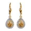 Premium Brazilian Heliodor and White Zircon Lever Back Earrings in Vermeil Yellow Gold Over Sterling Silver 1.40 ctw - Sticky add to cart bar