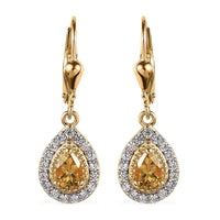 Premium Brazilian Heliodor and White Zircon Lever Back Earrings in Vermeil Yellow Gold Over Sterling Silver 1.40 ctw