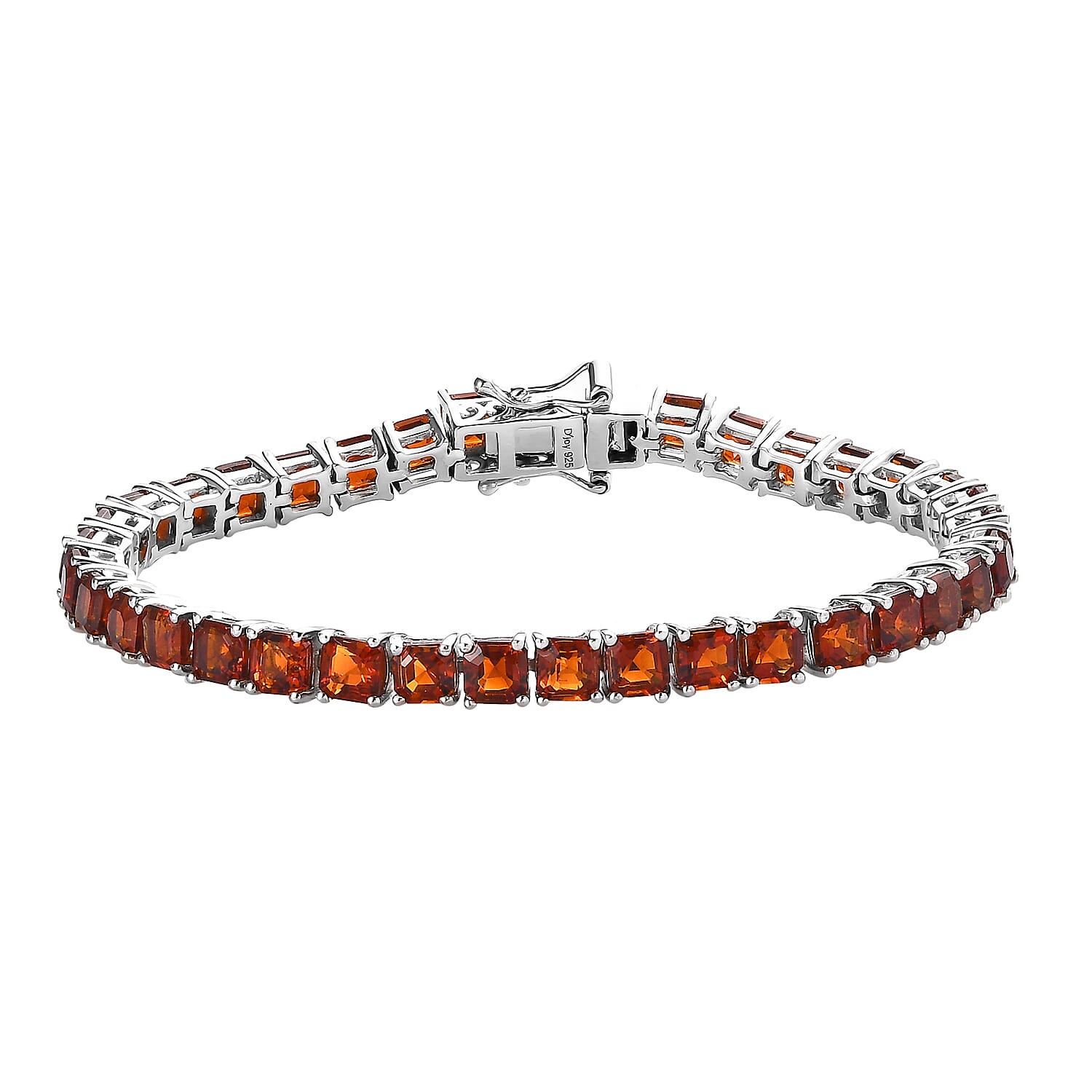 Doorbuster Asscher Cut Brazilian Cherry Citrine Bracelet in Platinum Over Sterling Silver (6.50 In) 11.00 ctw