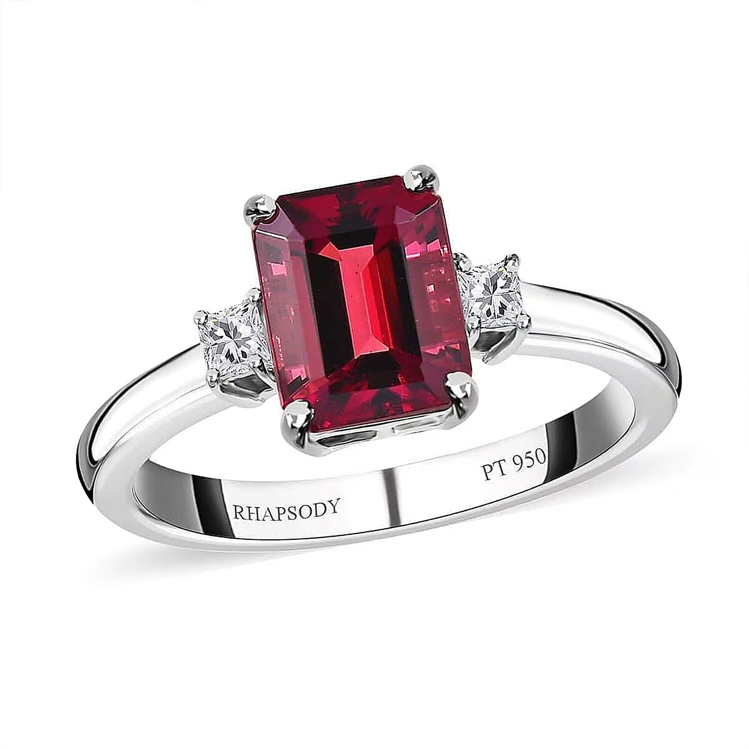 Doorbuster Rhapsody 950 Platinum AAAA Ouro Fino Rubellite and E-F VS Diamond Ring 5.25 Grams 2.00 ctw (Del. in 5-7 Days)