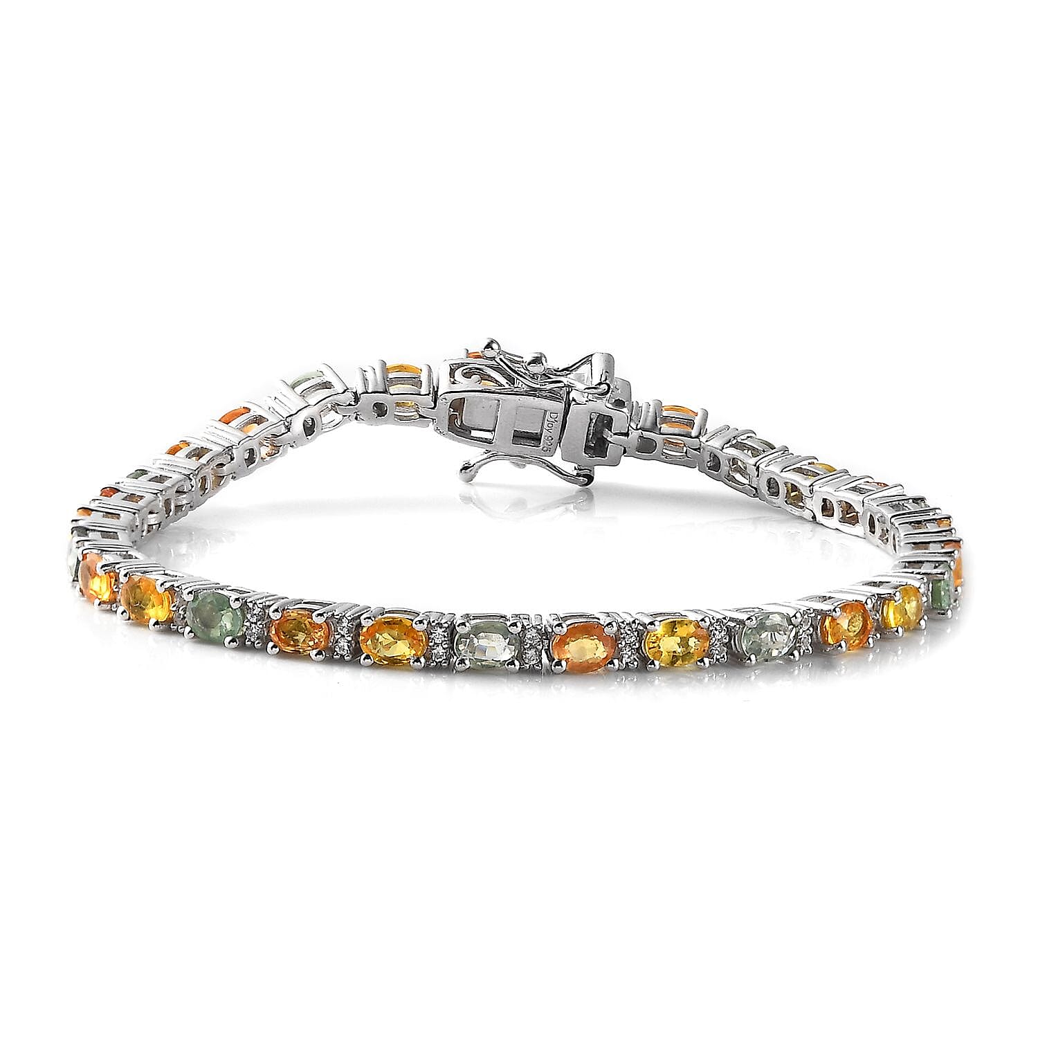 Doorbuster Multi Sapphire, Cambodian Blue Zircon Tennis Bracelet in Platinum Over Sterling Silver (6.50 In) 8.40 ctw