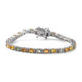 Doorbuster Multi Sapphire, Cambodian Blue Zircon Tennis Bracelet in Platinum Over Sterling Silver (6.50 In) 8.40 ctw - Sticky add to cart bar