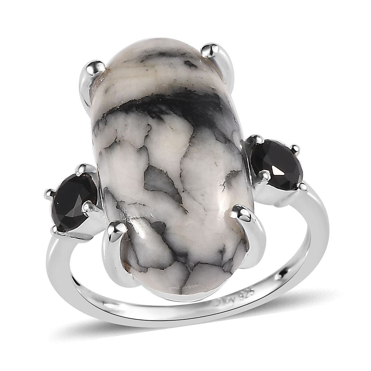 Austrian Pinolith, Thai Black Spinel Ring in Sterling Silver (Size 10.0) 10.35 ctw