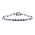 Doorbuster Tanzanite Tennis Bracelet in Platinum Over Sterling Silver (6.50 In) 7.60 ctw (Del. in 5-7 Days) - Sticky add to cart bar