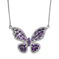 GP Premium Rhodolite Garnet and White Zircon Butterfly Necklace 18 Inches in Vermeil Rose Gold Over Sterling Silver 4.15 ctw - Sticky add to cart bar