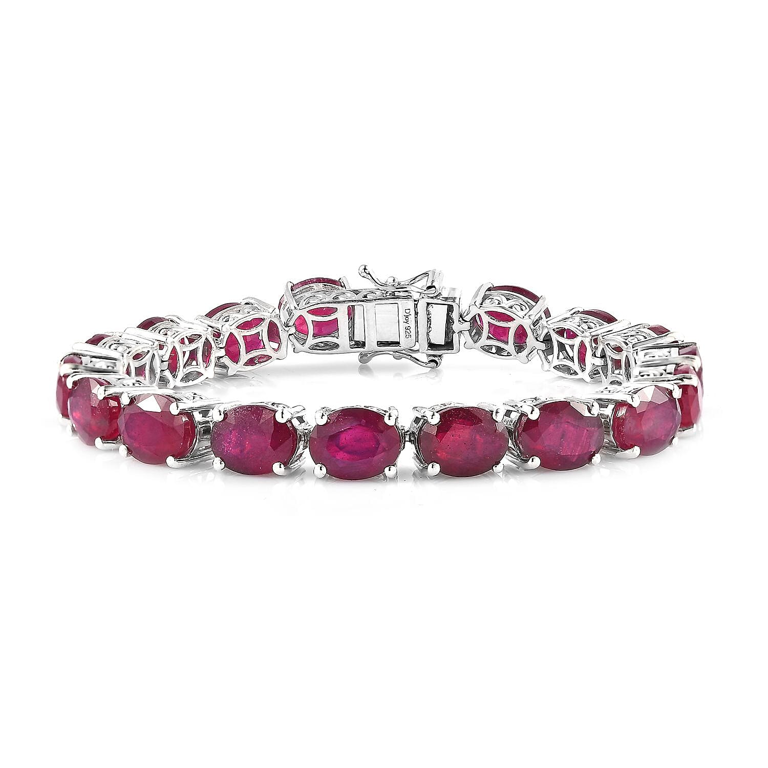 Doorbuster Niassa Ruby (FF) Bracelet in Platinum Over Sterling Silver (6.50 In) 49.35 ctw (Del. in 5-7 Days)