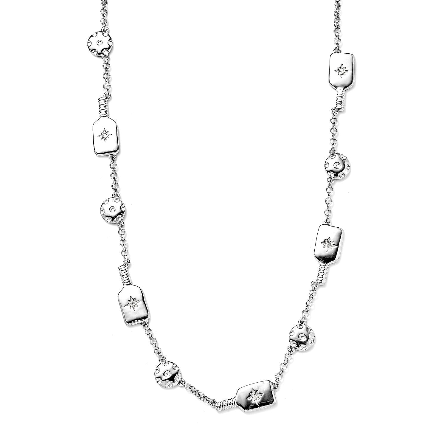 Karis White Zircon Necklace 18-20 Inches in Platinum Bond 0.08 ctw