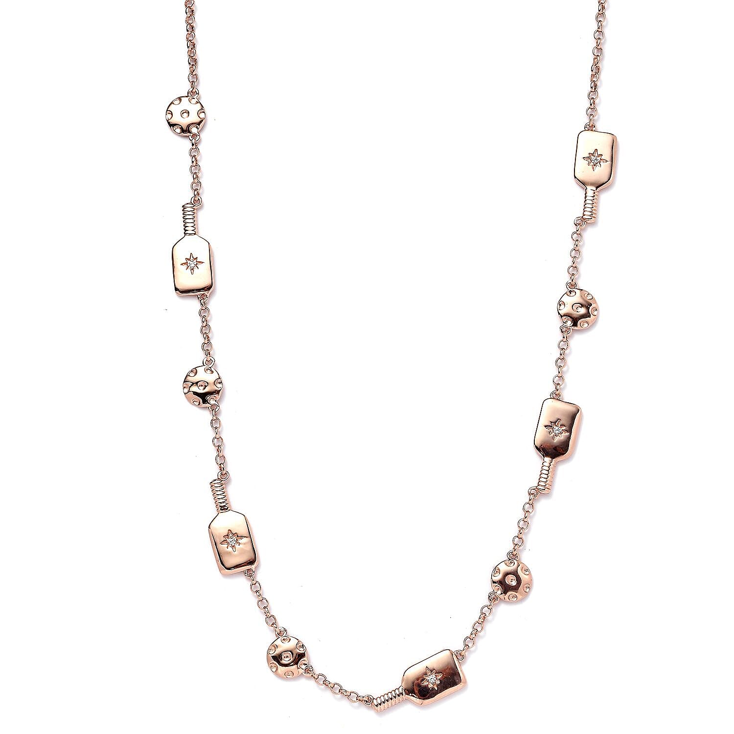 Karis White Zircon Necklace 18-20 Inches in Platinum Bond 0.08 ctw