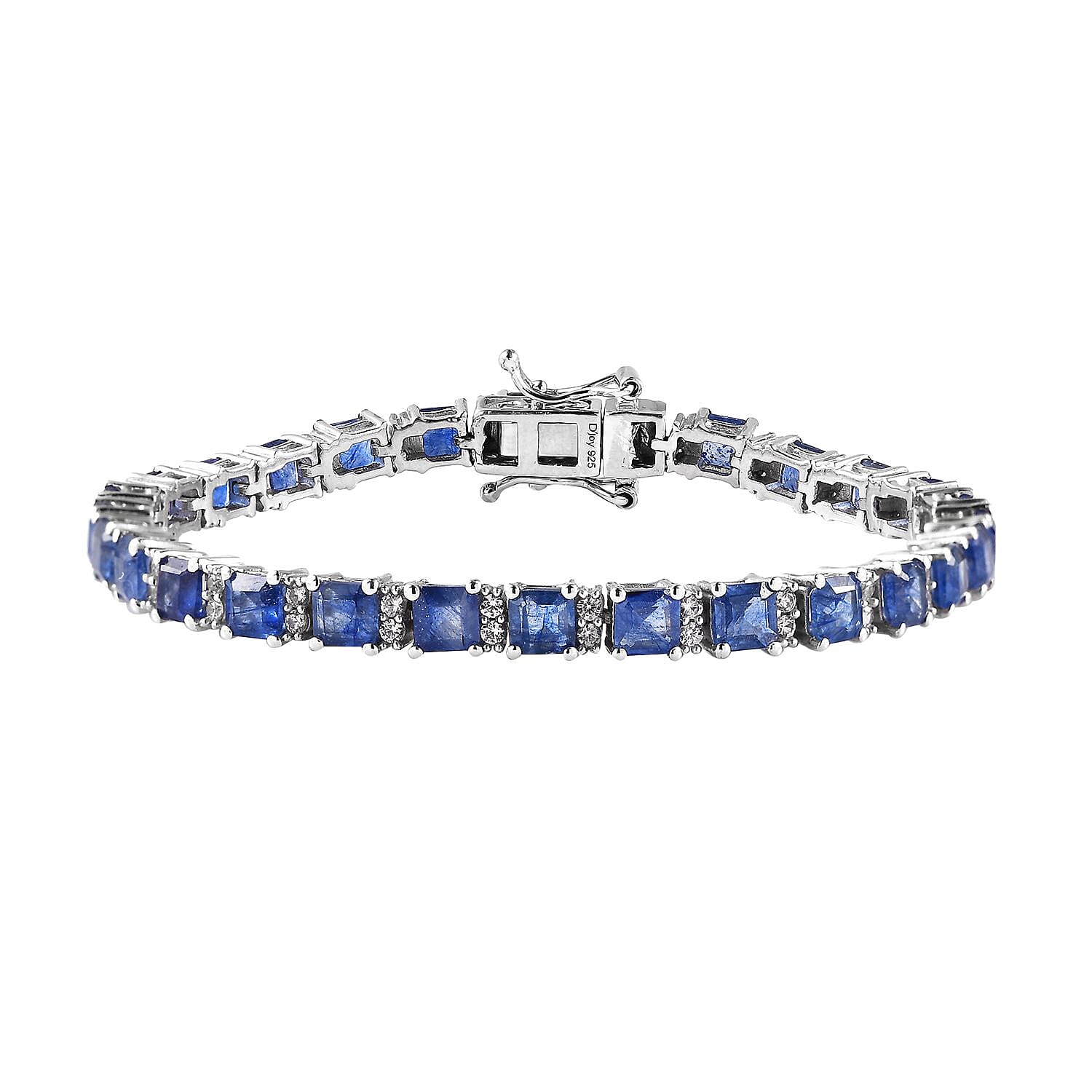 Doorbuster Asscher Cut Masoala Sapphire (FF), White Zircon Bracelet in Platinum Over Sterling Silver (6.50 In) 15.15 ctw