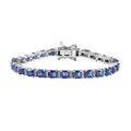 Doorbuster Asscher Cut Masoala Sapphire (FF), White Zircon Bracelet in Platinum Over Sterling Silver (6.50 In) 15.15 ctw - Sticky add to cart bar
