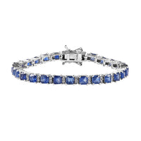 Doorbuster Asscher Cut Masoala Sapphire (FF), White Zircon Bracelet in Platinum Over Sterling Silver (6.50 In) 15.15 ctw