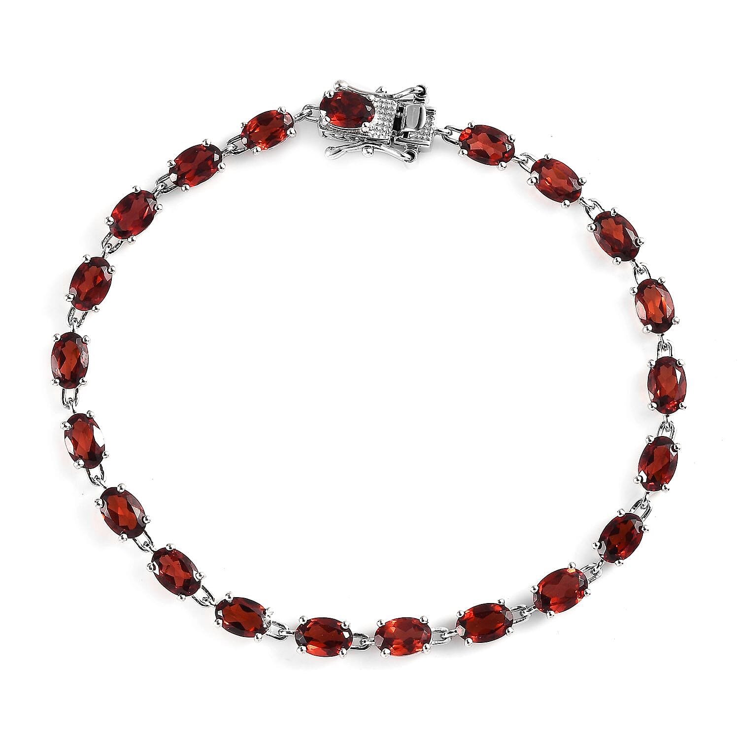 Mozambique Garnet Bracelet in Platinum Over Sterling Silver (7.25 In) 12.50 ctw
