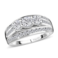 Moissanite Ring in Platinum Over Sterling Silver (Size 10.0) 1.65 ctw