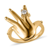Moissanite Ring in Vermeil Yellow Gold Over Sterling Silver (Size 10.0) 0.10 ctw