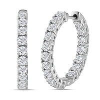 Doorbuster Moissanite Inside Out Hoop Earrings in Platinum Over Sterling Silver 3.75 ctw