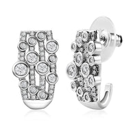 Moissanite J-Hoop Earrings in Platinum Over Sterling Silver 1.25 ctw