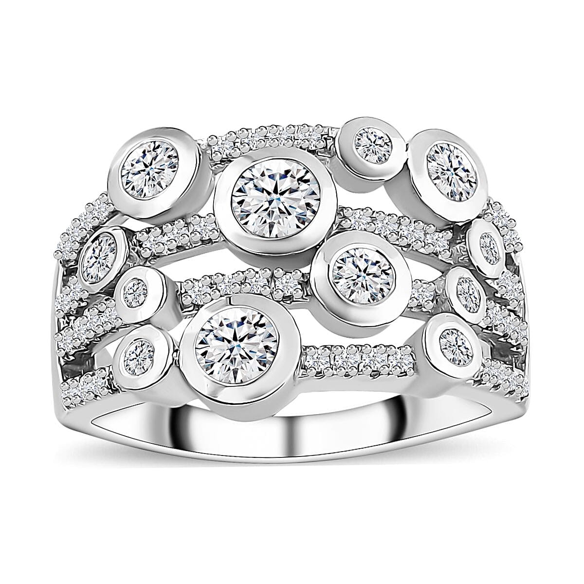 Doorbuster Moissanite Ring in Platinum Over Sterling Silver (Size 10.0) 1.30 ctw