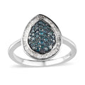 Blue and White Diamond Halo Ring in Platinum Over Sterling Silver (Size 10.0) 0.50 ctw - Sticky add to cart bar