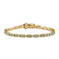 Premium Natural Calabar Green Tourmaline and White Zircon Bracelet in Vermeil Yellow Gold Over Sterling Silver (6.50 In) 6.00 ctw - Sticky add to cart bar