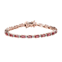 Premium Natural Calabar Pink Tourmaline, White Zircon Bracelet in Vermeil RG Over Sterling Silver (6.50 In) 6.00 ctw