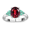 Certified Rhapsody 950 Platinum AAAA Ouro Fino Rubellite and AAAA Boyaca Colombian Emerald Ring (Size 6.0) 4.90 Grams 2.10 ctw - Sticky add to cart bar