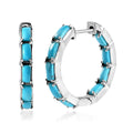 Sleeping Beauty Turquoise Hoop Earrings in Platinum Over Sterling Silver 4.50 ctw - Sticky add to cart bar
