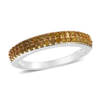 Yellow Diamond Ring in Platinum Over Sterling Silver (Size 10.0) 0.25 ctw