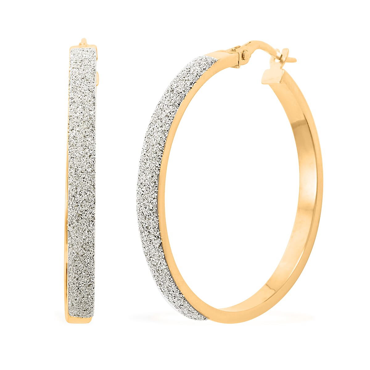 Polvere Di Stelle Italian 10K Yellow and White Gold Hoop Earrings 2.10 Grams