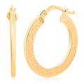 Italian 18K Yellow Gold Greek Key Hoop Earrings 1.60 Grams - Sticky add to cart bar