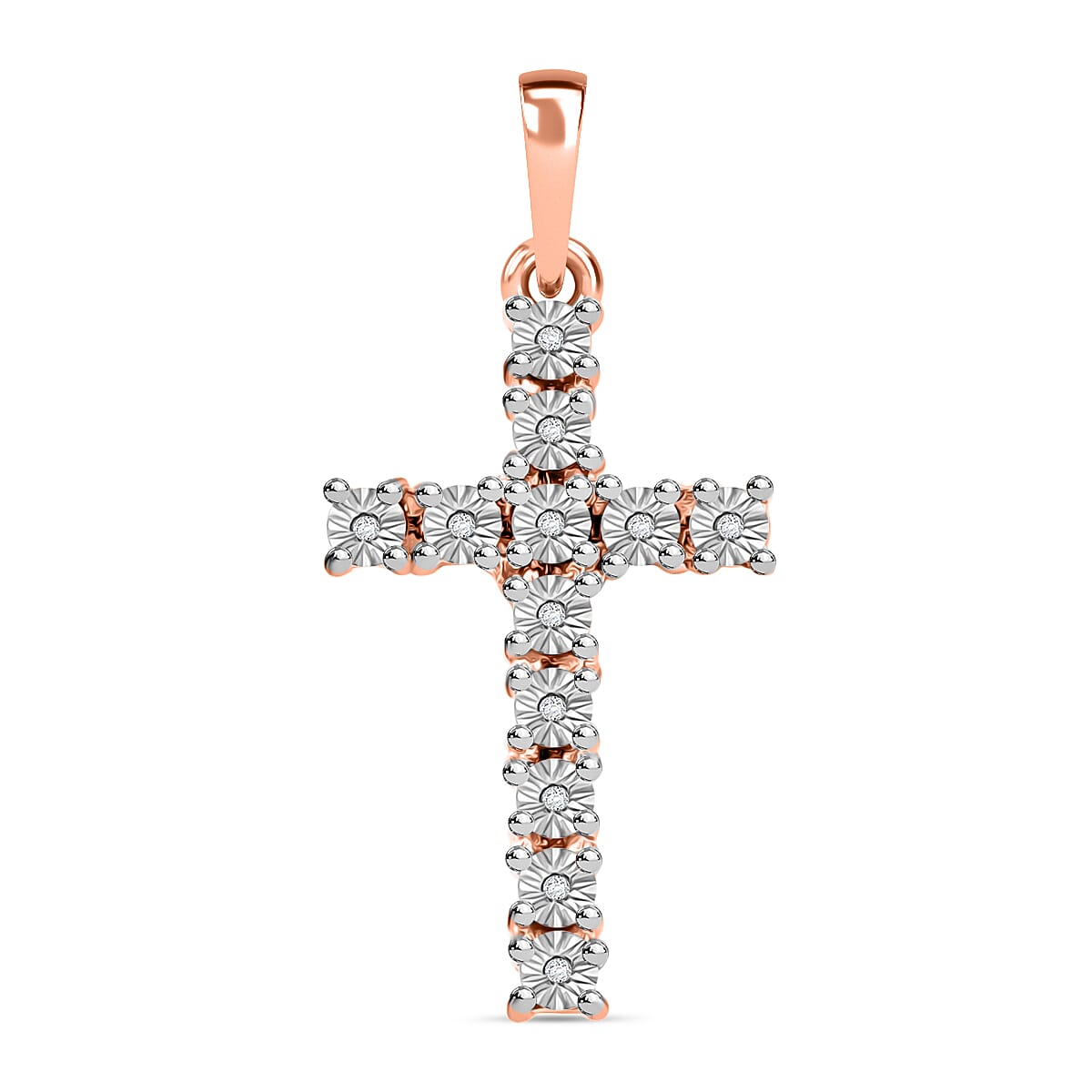 Diamond Accent Cross Pendant in 14K YG Over Sterling Silver