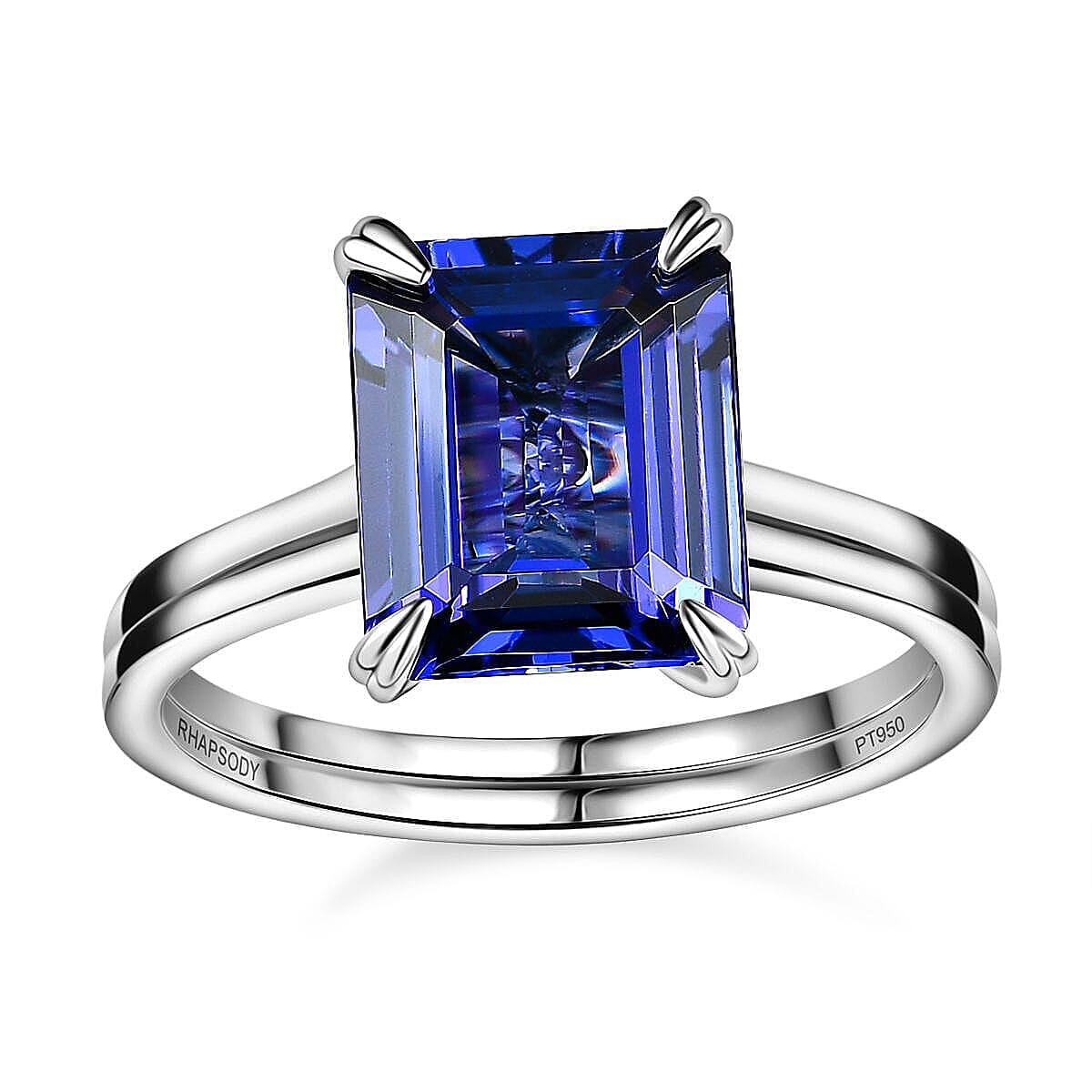 Certified Rhapsody 950 Platinum AAAA Tanzanite and E-F VS2 Diamond Solitaire Ring (Size 9.0) 5.85 Grams 5.00 ctw