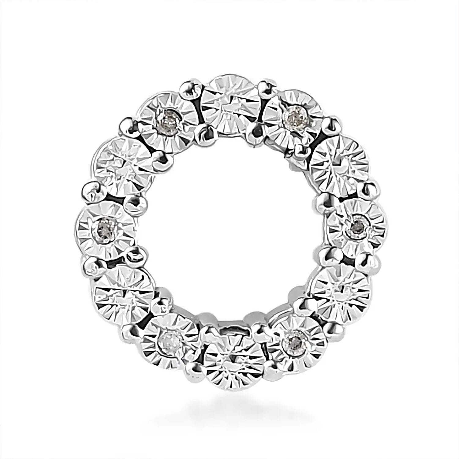 Diamond Accent Circle Pendant in Platinum Over Sterling Silver