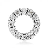 Diamond Accent Circle Pendant in Platinum Over Sterling Silver
