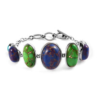 Multi Turquoise Bracelet in Stainless Steel (7.25 In) 58.00 ctw