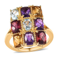 GP Multi Gemstone Ring in 18K Vermeil YG Over Sterling Silver (Size 10.0) 5.00 ctw