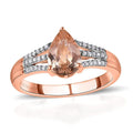 Luxoro 10K Rose Gold Premium Marropino Morganite and Diamond Split Shank Ring 1.65 ctw - Sticky add to cart bar