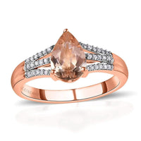 Luxoro 10K Rose Gold Premium Marropino Morganite and Diamond Split Shank Ring 1.65 ctw