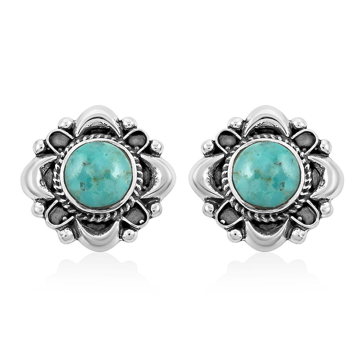 Santa Fe Style Turquoise Earrings in Sterling Silver 1.05 ctw