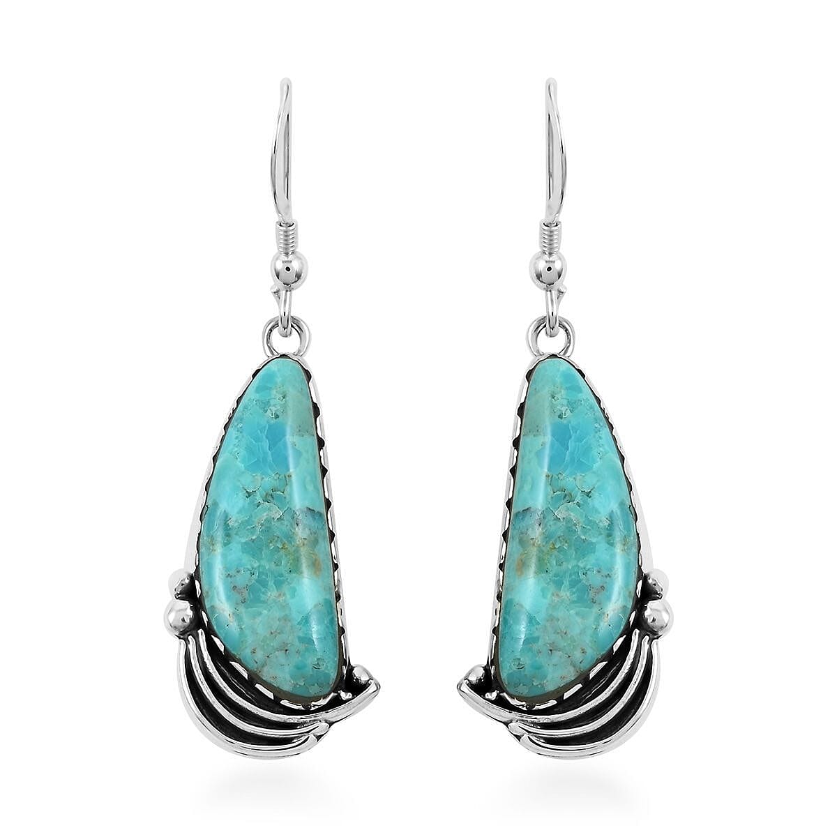 Santa Fe Style Turquoise Earrings in Sterling Silver 1.75 ctw