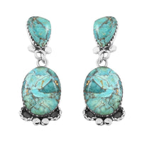 Santa Fe Style Turquoise Dangle Earrings in Sterling Silver 2.10 ctw