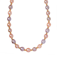 Multi Color Freshwater Pearl 170.00 ctw Necklace in 14K Yellow Gold Over Sterling Silver 18 Inches